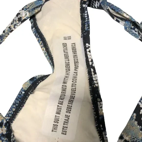 NEW Shade & Shore Snake Skin Print Bikini Set Triangle Top Cheeky Bottom Size M - Picture 10 of 12
